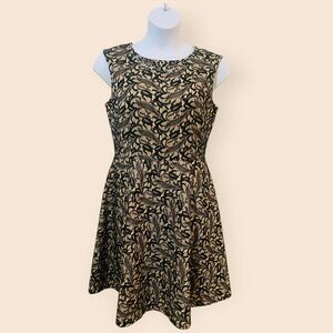 Tahari Black and Gold Midi Dress